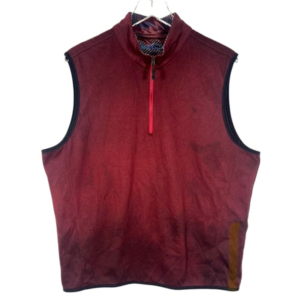 Robert Graham Men's 1/4 Zip Golf Vest Jacket XL Maroon Sporty Sleeveless Top